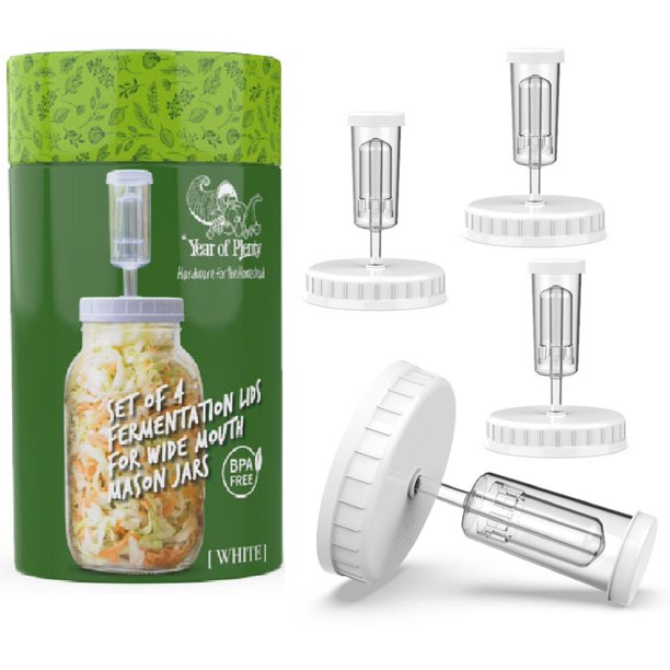 Year of Plenty BPAFree, White Fermentation Lids Set of 4 for