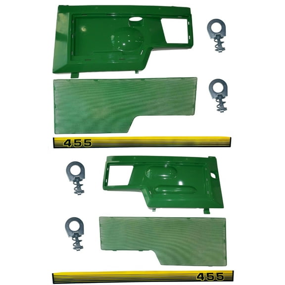 LH RH Side Panel Screen Sticker SET and Panel Retaining Clip Kit AM128982 AM128983 Fits John Deere 455 LOW SN