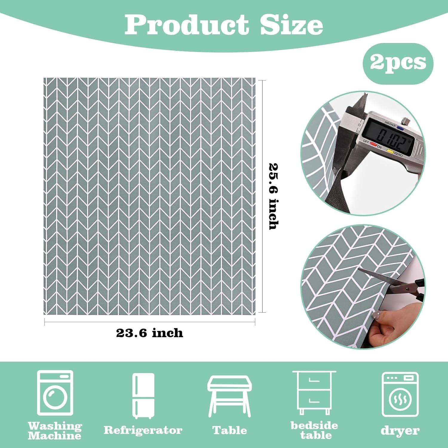 2 Pcs Washer and Dryer Covers for the Top, 19.7'' x 23.6'' Washer Dryer Top Protector Mat, Rubber Washing Machine Top Covers Non-Slip Scratch Protection Dust-Proof for Laundry Room Kitchen