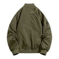 thumbnail image 3 of PiGOGI Men's Winter Coats Fashionable Baseball Jacket Casual Solid Color Long Sleeved Hooded Jacket with Pockets Green 2XL, 3 of 8