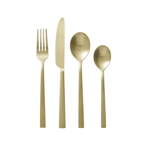 Better Homes & Gardens River 16-Piece Gold Satin Stainless Steel Flatware Set (Service for 4)