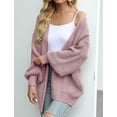 thumbnail image 2 of Women's Fall/Winter Balloon Sleeves Sweater Women's Coat Fashion Chunky Wool Pockets Casual Knitted Cardigan, 2 of 3