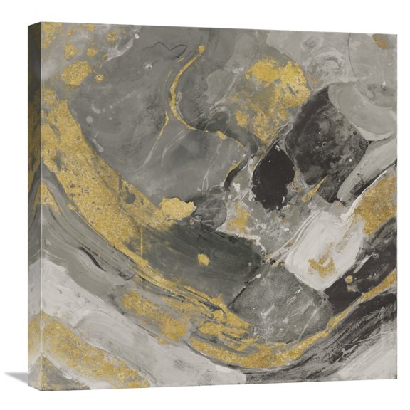 Global Gallery Albena Hristova 'Arroyo Gold and Black' Canvas Wall Art