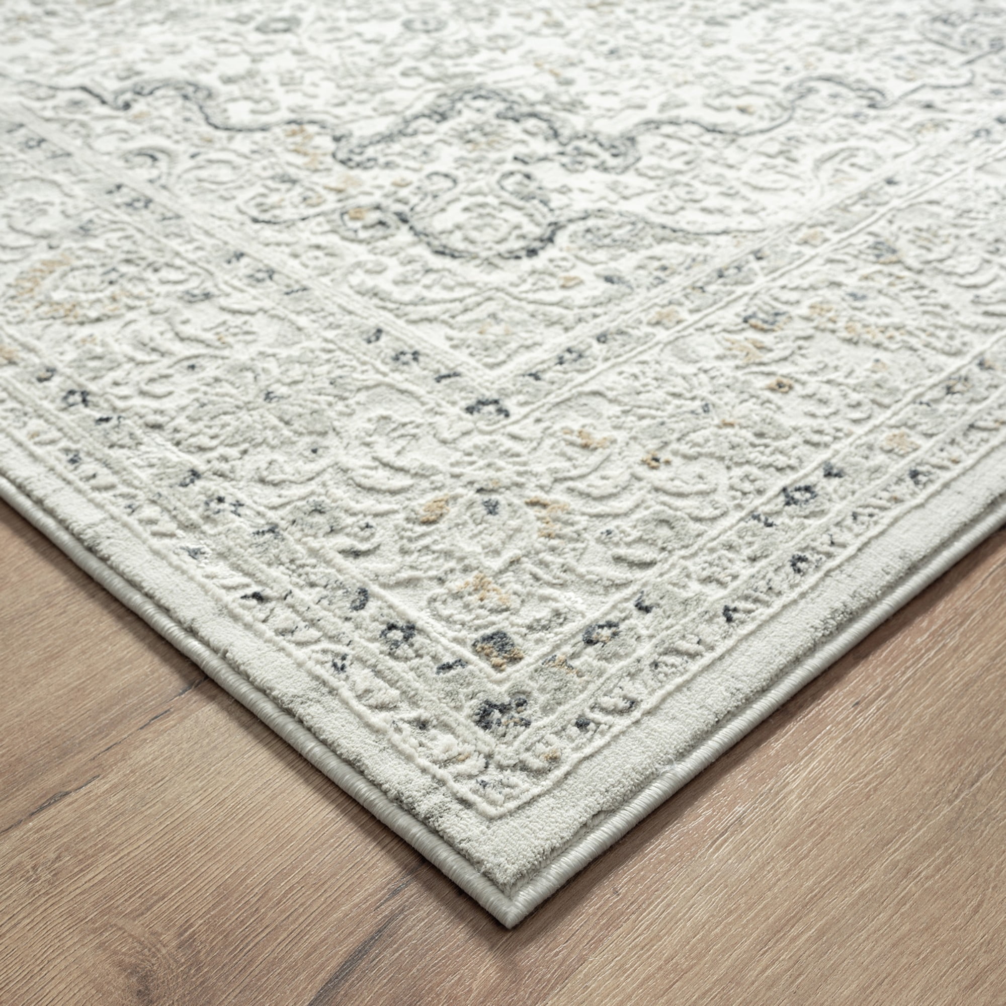 Harlow Hill 2' x 3' Ivory/Gray/Taupe Medallion Traditional Polyester Blend Indoor Area Rug