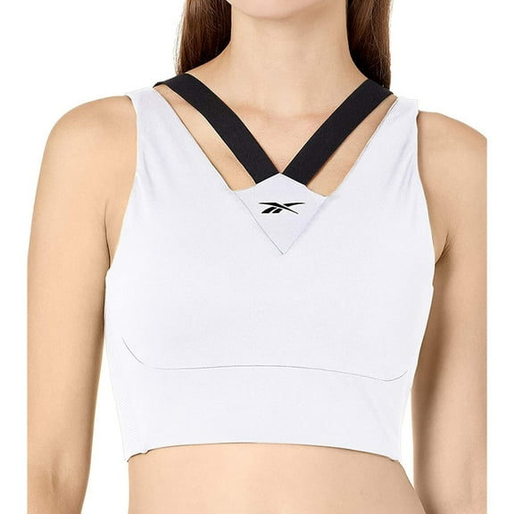 Reebok Womens Ribbed Detail Sports Bra, Grey, Medium