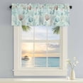 thumbnail image 5 of Teal Brown Coastal Window Valance for Kitchen, Summer Starfish Shell Coral Nautical Rod Pocket Short Curtain for Small Windows, Light Filtering Decorative Valance, 42 x 18 Inch, 5 of 9