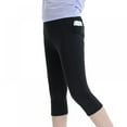 thumbnail image 4 of 2 Packs Little Girls Summer Solid Leggings Capris 3/4 Pants with Pockets, SILVERCELL Big Girl Sports Dance Shorts Capris Leggging, 4-13 Years, 4 of 8