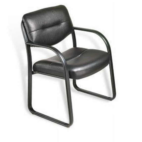 Boss Steel Frame Thick Cusion Leather Guest Chair -  Black