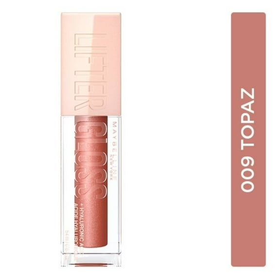 Gloss hidratante de larga duración con Ácido Hialurónico, Maybelline Lifter tono Topaz 009, 5.4ml