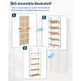 thumbnail image 4 of No Assembly Needed - 5-Tier Folding Office Bookshelf - Vintage Bookcase Storage Rack - Sturdy Metal Frame, Space-Saving Organizer - White Frame with Natural Wood, Five Shelves, 4 of 8