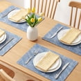 thumbnail image 2 of REGALWOVEN Rectangle Placemats Set of 6 Vinyl Placemats for Table Decor Washable Heat Resistant Table Placemats Wipeable Table Mat Light Blue 17.7x11.8inch, 2 of 6