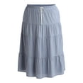 thumbnail image 5 of Time and Tru Women’s and Women's Plus Tiered Midi Skirt with Elastic Waistband, Sizes XS-4X, 5 of 5