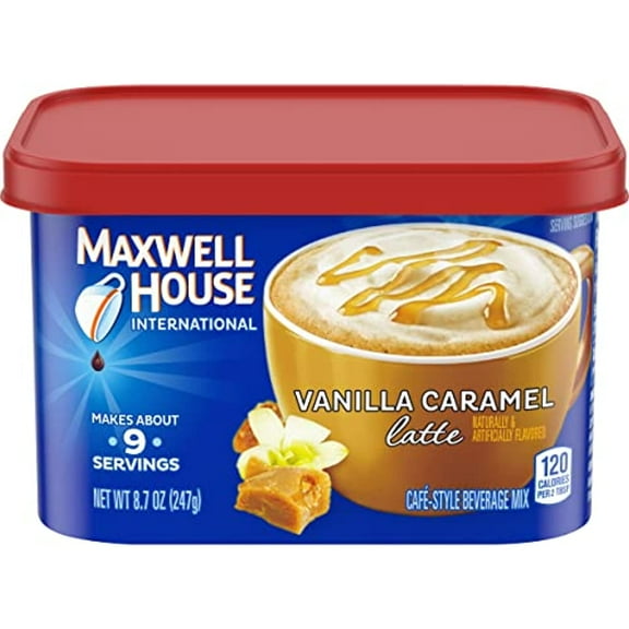 Maxwell House International Cafe Style Beverage Mix, Vanilla Caramel(Pack Of 2) Latte 8.7 Oz