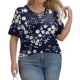 thumbnail image 5 of TQWQT Women's Plus Size Tops 4x-5x Trendy V Neck Criss Cross Tshirts Floral Graphic Tees Short Sleeve Tunics Shirts Dressy Casual Womens Clothing 3XL, 5 of 5