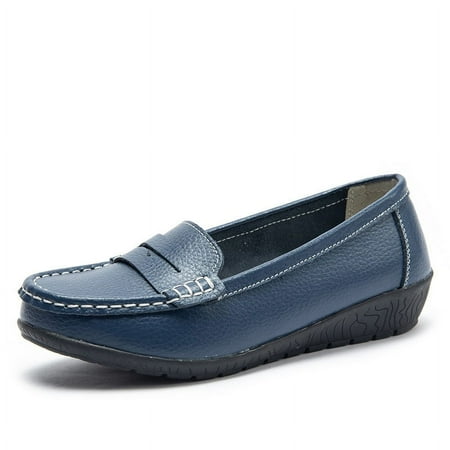 Women s Flat Penny Loafers  Leather Shoes  Preppy Style Slip On Casual Round Toe Faux Shoes