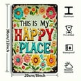 thumbnail image 4 of 1pc Rustic Floral "This Is My Happy Place" Aluminum Welcome Sign, 8x12 Inch – Vibrant Multicolor Garden Decor, Durable Metal Wall Art for Indoor & Outdoor Home Accent, Patio Decor, 4 of 8