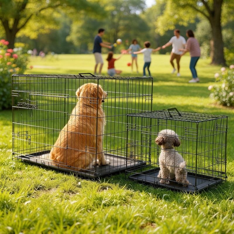 Dozzle 42-Inch Secure & Portable Dog Crate: Foldable Metal Wire Kennel with Enhanced Lock, Dual-Door Design for Medium & Large Dogs, Black