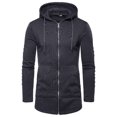 thumbnail image 1 of Awdenio Pull à Capuche Long Plissé Uni pour Hommes, Cardigan Décontracté, 1 of 3