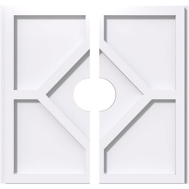 Ekena Millwork CMP34EY2-06000 34 in. OD x 6 in. ID Square Embry Architectural Grade PVC Contemporary Ceiling Medallion - 2 Piece