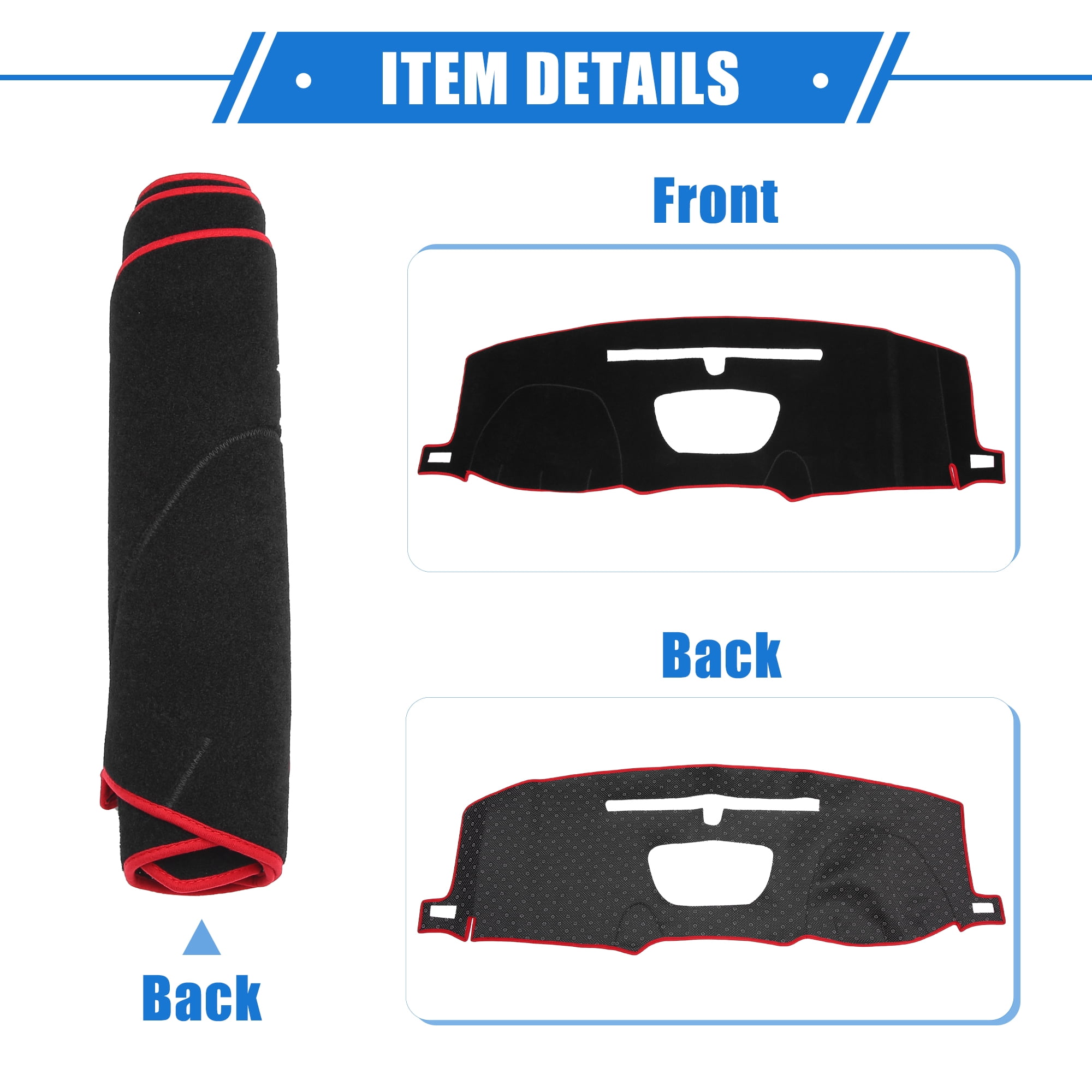 Unique Bargains Dashboard Cover Mat for Chevy Silverado 2019-2022 Durable Polyester Red Front Dash Cover Mat