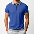 thumbnail image 2 of Men Tshirts Cotton Dqueduo Men's summer loose daily breathable lapel shirt Blue XXL, 2 of 6