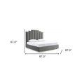 thumbnail image 3 of HomeRoots 486081 67 x 64 x 87 in. Queen Size Gray Upholstered Vertical Channel Velvet Bed with USB, 3 of 6