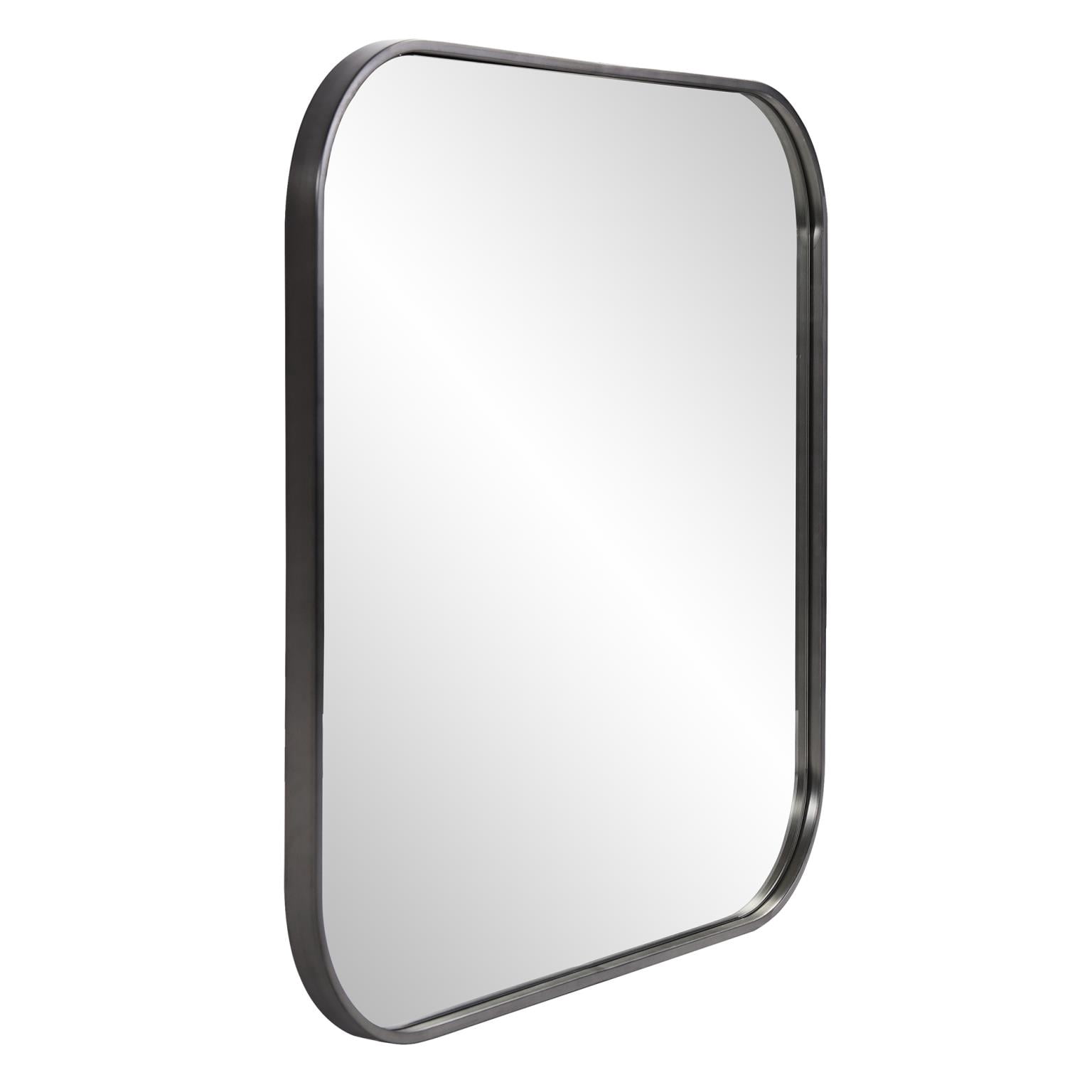Tyler Dillon Brushed Black Square Stainless Steel Framed Vanity Mirror - 30" x 30"