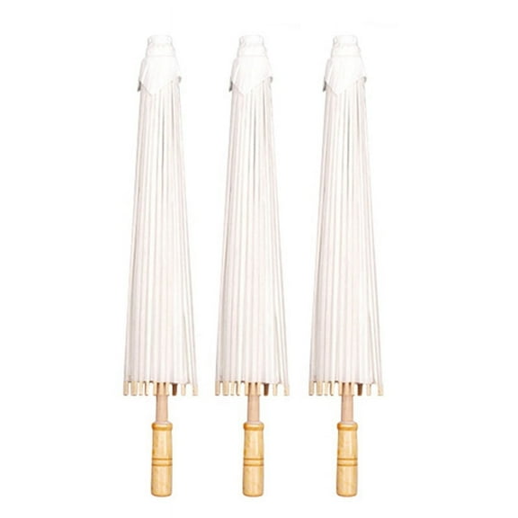 60cm White Paper Parasol Wedding, Favors DIY Bamboo Umbrella