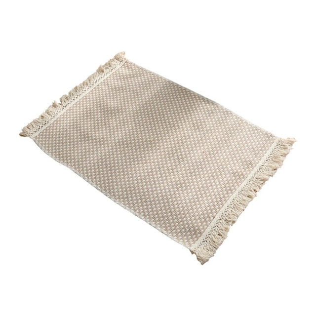 Mantel individual para mesa de comedor Mantel individual para mesa de comedor Mantel bohemio Decoración multifuncional Mantel individual de yute para Cuadrícula cuadrada pequeña