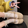 thumbnail image 5 of FRSASU Women's Loafers Shoes Fur Fashion Mary Jane Shoes Short Plush Cotton Comfort Dress Shoes Beige, 5 of 8
