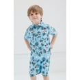 thumbnail image 3 of Disney Mickey Mouse Little Boys Hawaiian Button Down Shirt and Shorts Blue 6, 3 of 5