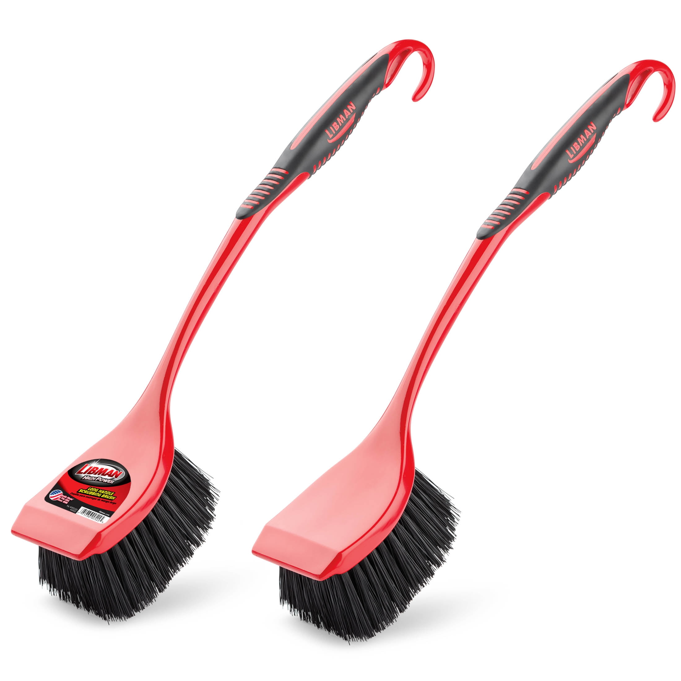 Libman High Power Scrub Brush Red and Black Long 3.75 Inch Width