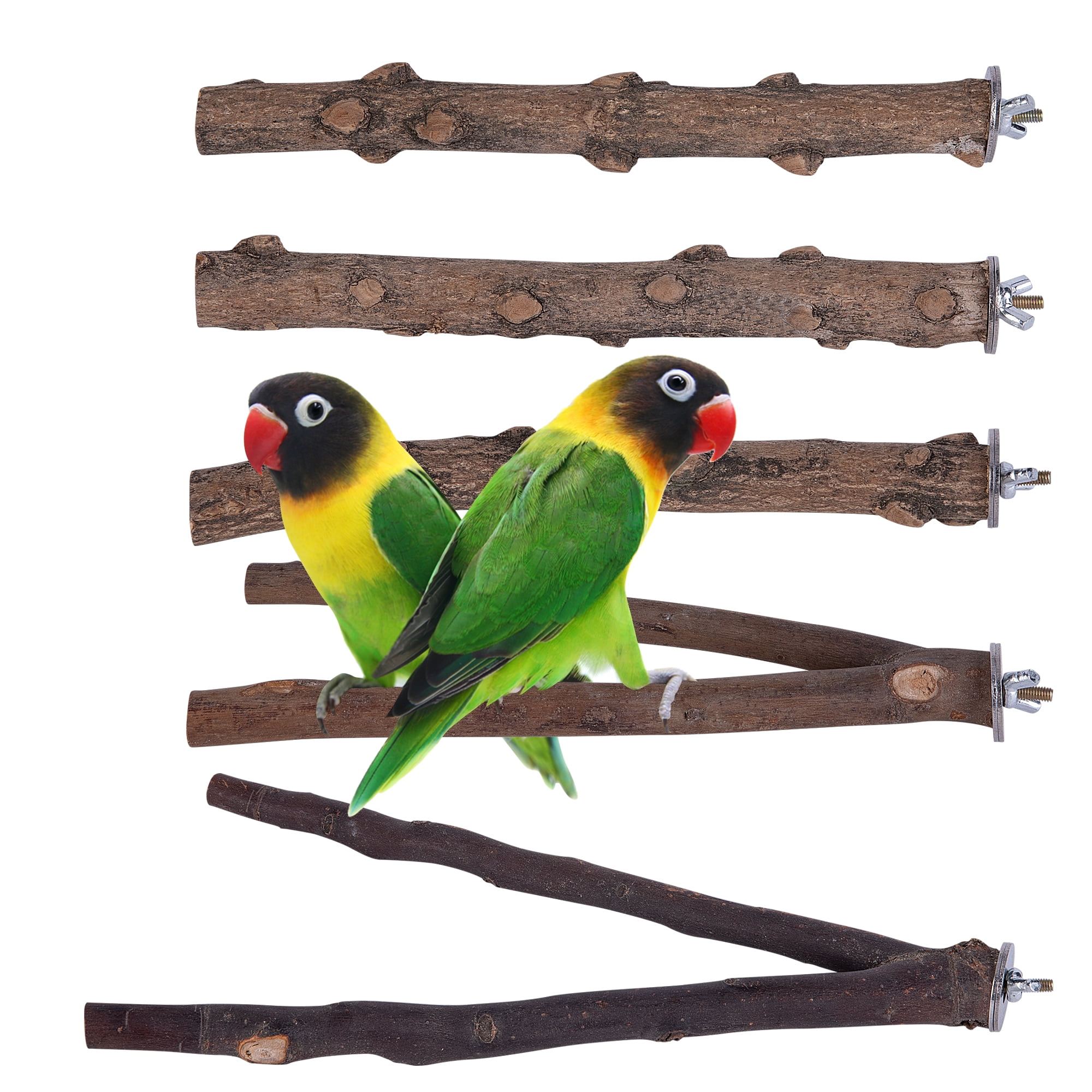 5 Pcs Bird Perches Parrot Stand Natural Wood Prickly Perch Parrot Toys Bird Cage Accessories for Conure Cockatiel Parakeet 16″ 12″ 8″ 6″ 4″ 