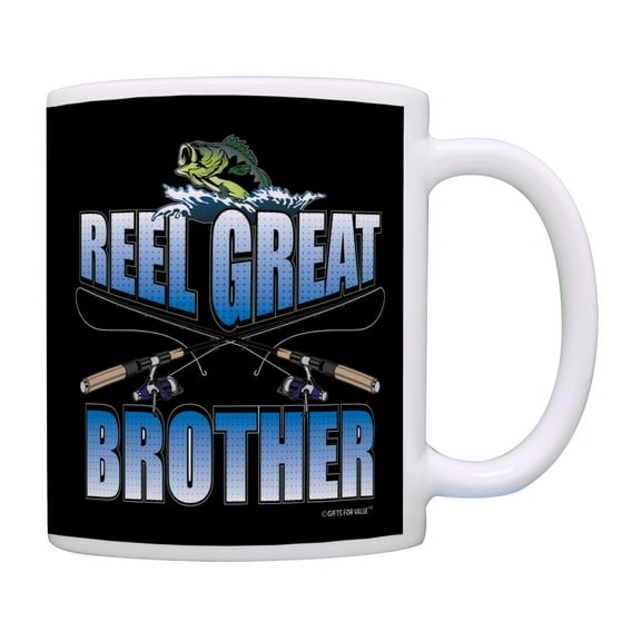 ThisWear Brother Birthday Gifts Reel Great Brother Bass Fishing Gifts for Men Coffee Mug Black