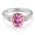 thumbnail image 3 of Gem Stone King 925 Silver and 10K Yellow Gold Pink Moissanite and F - G Lab Grown Diamond Engagement Ring for Women | 2.70 Cttw | Oval 9X7MM | Gemstone Birthstone | Size 6, 3 of 6