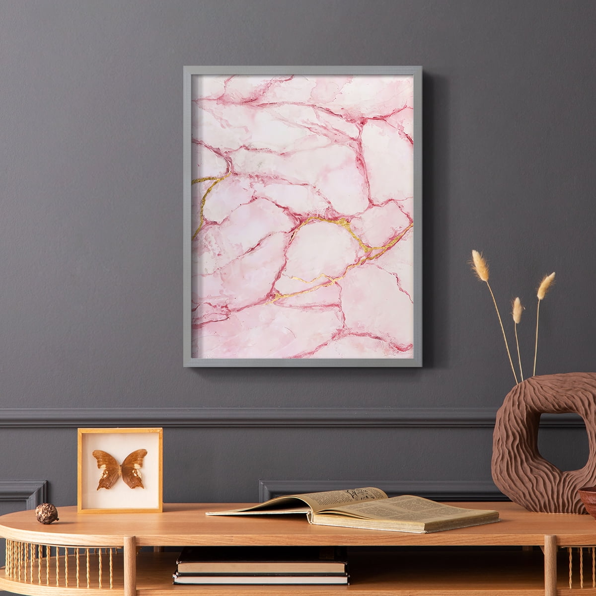 Rose Marble I in Gray Solid Wood 8 x 10 Framed Print