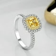 thumbnail image 3 of Square Cut Pear Cut Women's Yellow AAA CZ 925 Silver Wedding Party Ring Size 4-9, 3 of 6