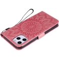 thumbnail image 5 of Funda para Apple, Funda protectora con ranuras para tarjetas con tapa magnética de cuero de PU con estampado de flores de sol y correa de mano (rosa), 5 of 5