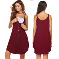 thumbnail image 5 of Monfince Nursing Nightgown Women's Maternity Dress Button Down Nightdress Sleeveless Breastfeeding Sleepwear Hospital Gown, Red, RM, 5 of 6