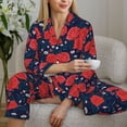 thumbnail image 6 of Pofeuu Rose Flower Print Womens Pajamas Set Long Sleeve Sleepwear Button Down Nightwear Soft Pj Lounge Sets Button Down Pajamas Women-Large, 6 of 7