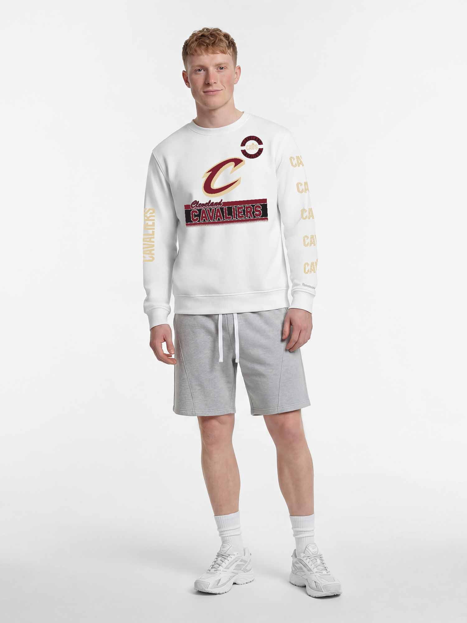 Cleveland Cavaliers Reebok Mens White Crew Sweatshirt