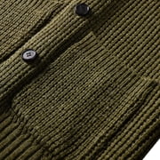 Mens Shawl Collar Cardigan Sweater Button up Merino Wool Sweater