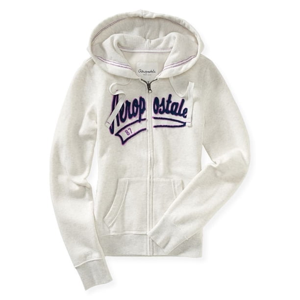 Sudadera con capucha Aeropostale Elegant Script mujer color hueso extra pequeña