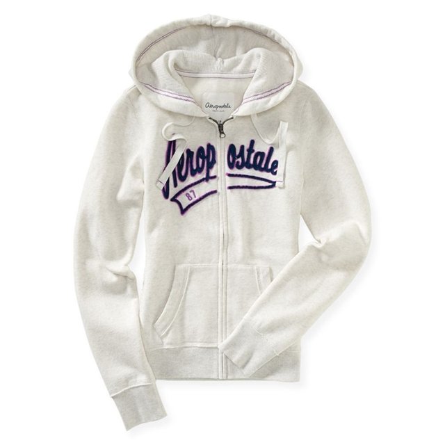Aeropostale - Sudadera con capucha para mujer con texto elegante, color blanco hueso, extragrande Aeropostale Sudadera