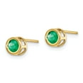 thumbnail image 2 of 14k 4mm Bezel May/Emerald Post Earrings in 14k Yellow Gold, 2 of 3