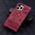 thumbnail image 6 of Compatible For iPhone 13 Pro Max Shockproof Flexible Stand and Flip Wallet with Wrist Strap Case, 360 Protection Luxury Cute Pattern Embossed PU Leather Cover.For iPhone 13 Pro Max,Red, 6 of 7