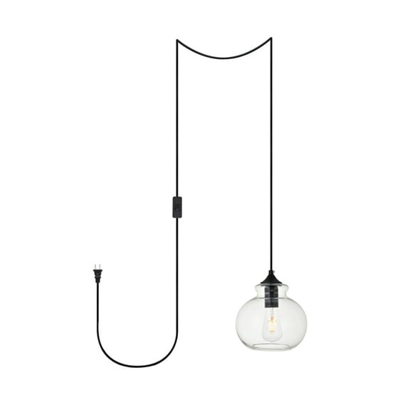 Brilliant 1 Light Pendant Plug In in Black