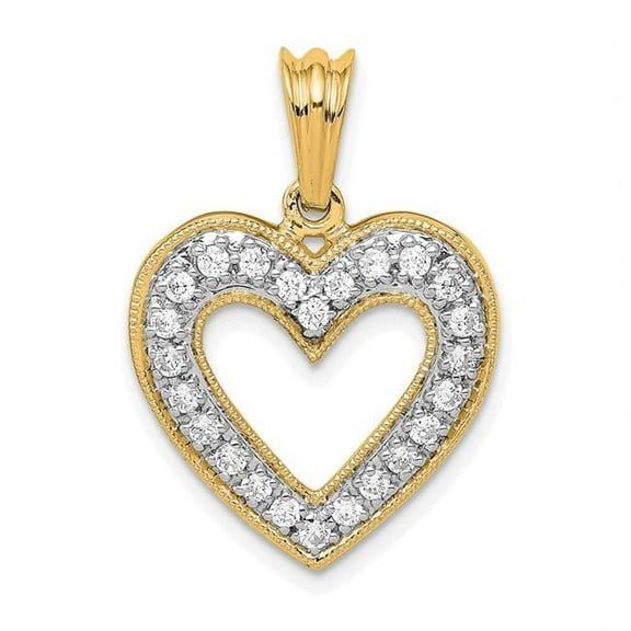 Finest Gold 14K Yellow Gold 0.33CT Diamond Heart Pendant