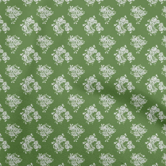 oneOone Polyester Spandex Green Fabric Floral Dress Material Fabric Print Fabric By The Yard 56 Inch Wide