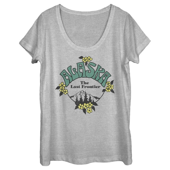Women's Lost Gods Alaska The Last Frontier Mountains  Graphic Tee Athletic Heather Large